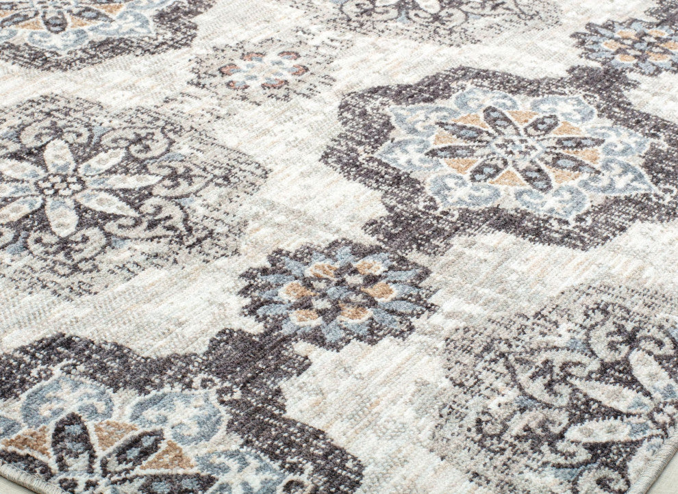 Jade Sweet Gray Vintage Traditional Gray Recycled Area Rug, 2'6" X 4'