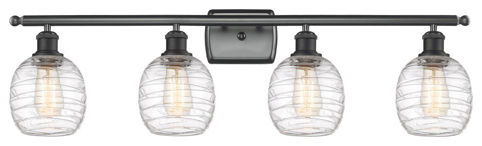 Innovations 516-4W-BK-G1013 4-Light Bath Vanity Light, Matte Black