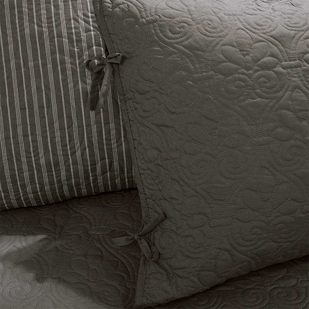 Madison Park Quebec 6 Piece Reversible Daybed Cover Set, Dark Grey