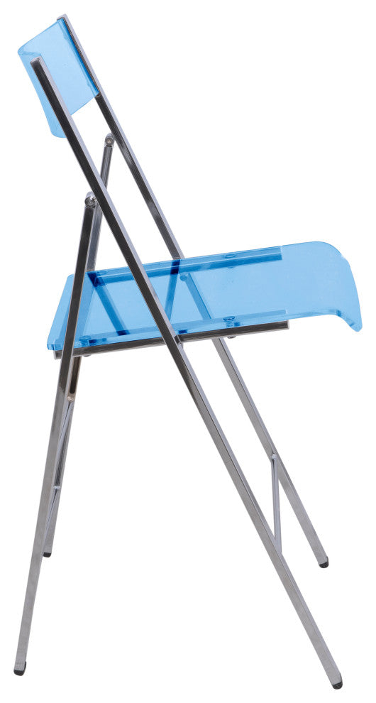 Menno Acrylic Folding Chairs Modern Stackable Foldable Dining Chair, Blue