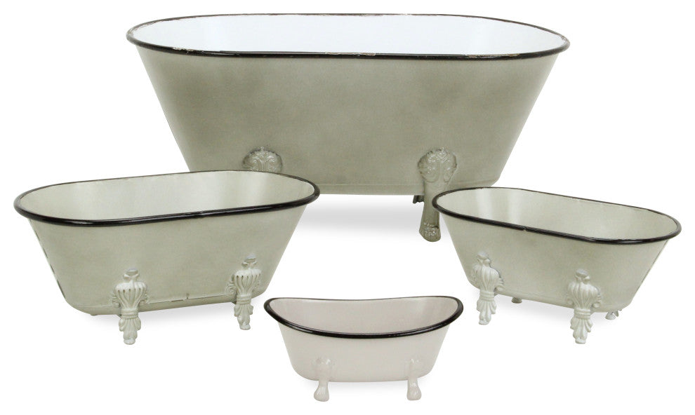 Lavande Metal Fleur-de-Lis Tub Decor - Small - Gray