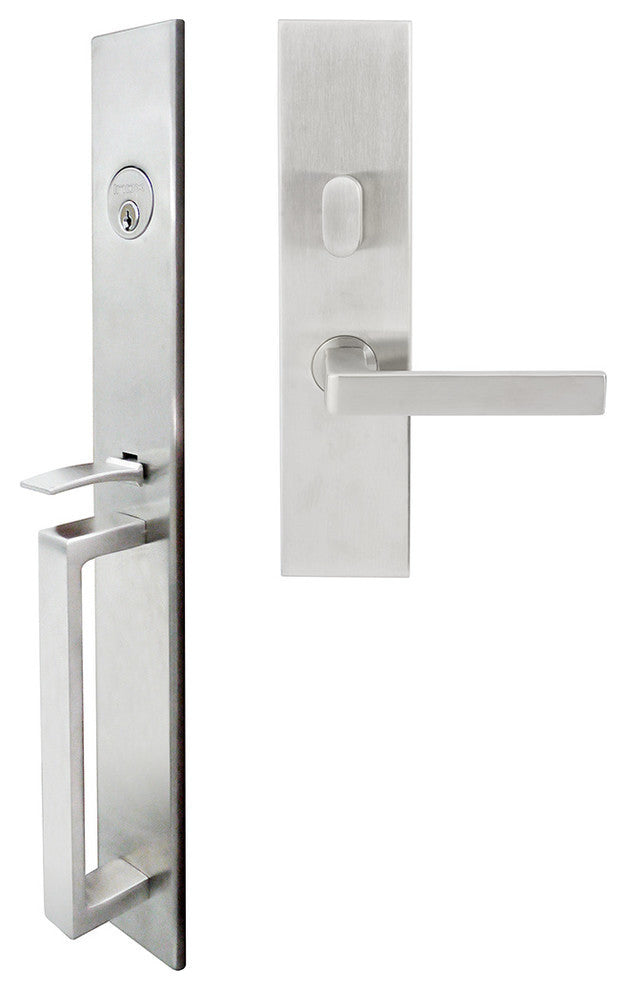 Tokyo Lever, Mortise Entry Handleset, Right Hand Reverse, Satin Stainless Steel