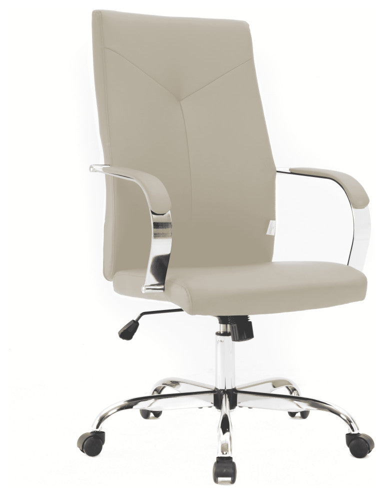 LeisureMod Sonora High-Back Adjustable Leather Conference Chair, Tan