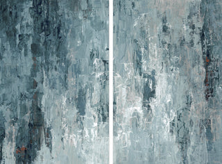 Tainted Dark Blues Diptych, 16"x12"