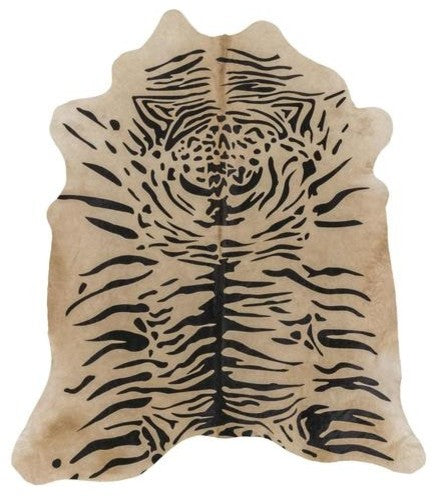 84x72 Rug Tiger Print Cowhide Rug, 84
