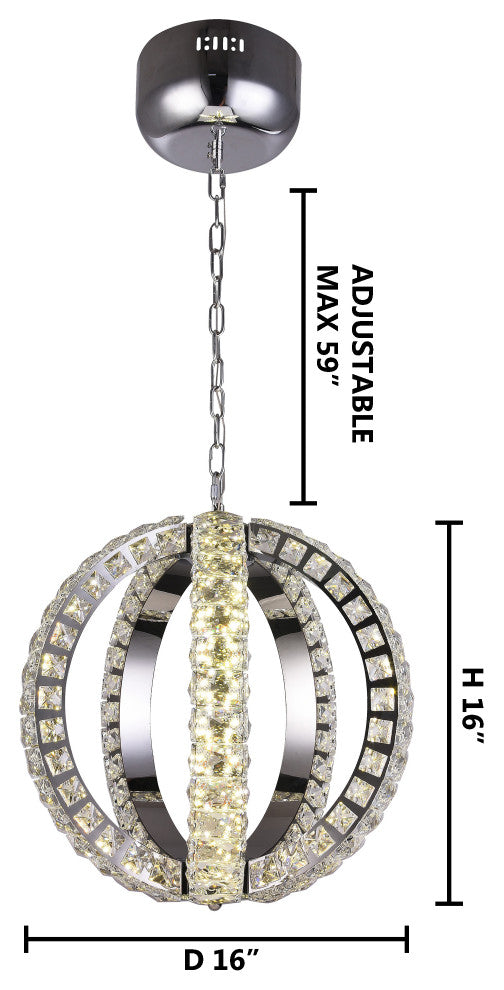Orb Stainless Steel Frame LED Light With Clear Crystal Detailing