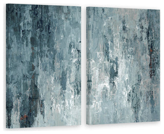Tainted Dark Blues Diptych, 16"x12"