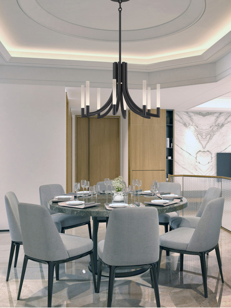 Olette 8L 24" Black Frosted Chandelier