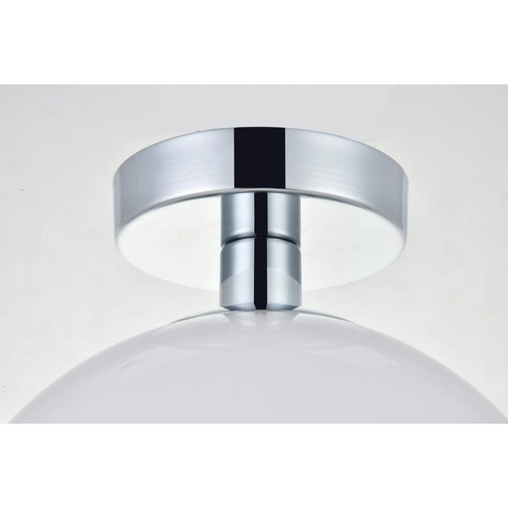 Baxter 1 Light Chrome Flush Mount With Frosted White Glass