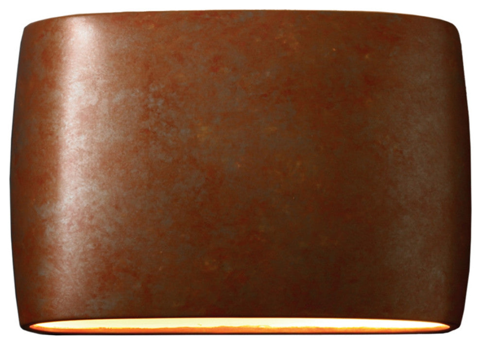 Ambiance ADA Outdoor Large Ceramic Wide Oval Wall Sconce, Rust Patina, LED