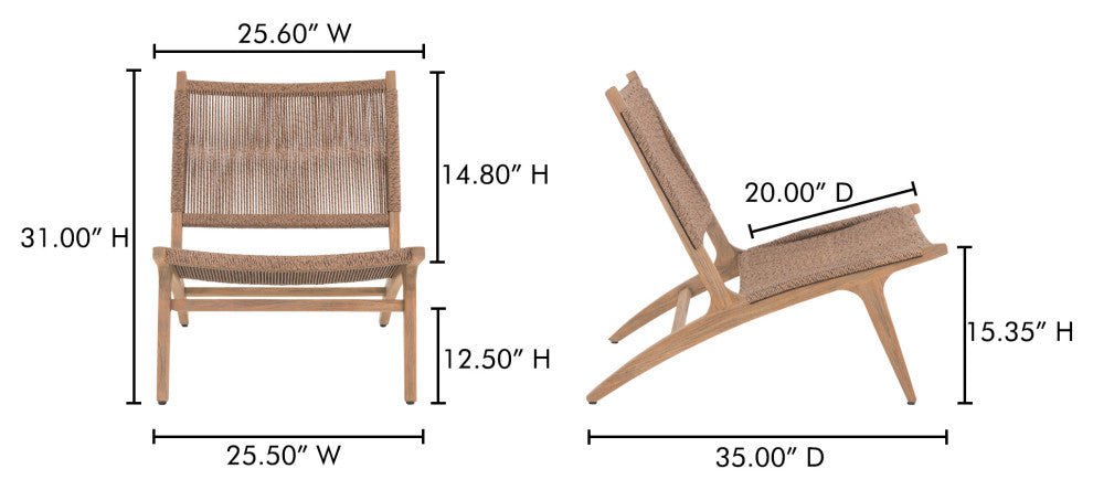 Palma Outdoor Lounge Chair Warm Brown