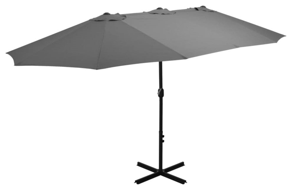 vidaXL Outdoor Parasol with Aluminum Pole 181.1"x106.3" Anthracite