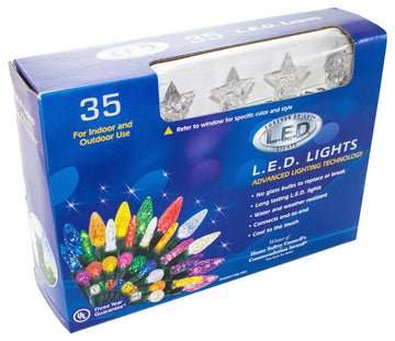 35 Star Lens Light String 4" Spacing On Green Wire