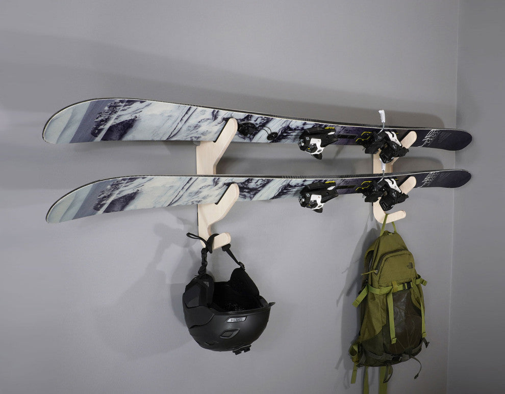 Ski Rack - The Hallsteiner Series Horizontal Ski Wall Mount, Birch, Show-Off
