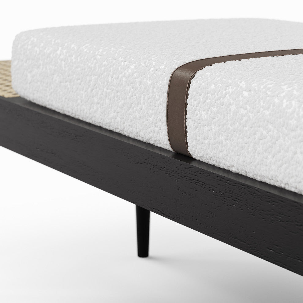 Bello Bench, Noodles Opulent Upholstery, Black, Natural Frame