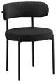 Dobby Contemporary Boucle Fabric Dining Chair with Black Legs, Set of 2, Black