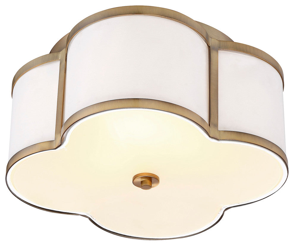 3-Light Semi-Flush Mount, Natural Brass