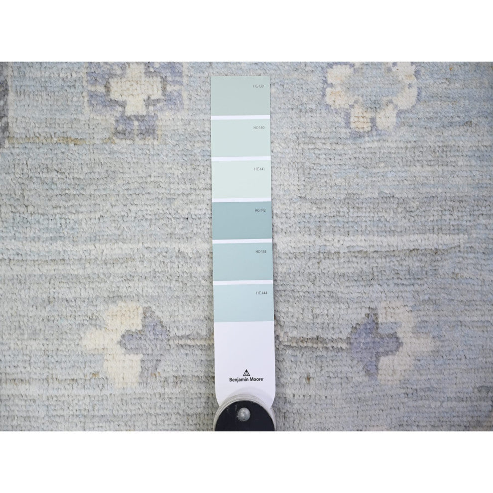 Chrome Gray Wool Hand Knotted White Wash Peshawar Oversized Rug, 11'10"x16'3"