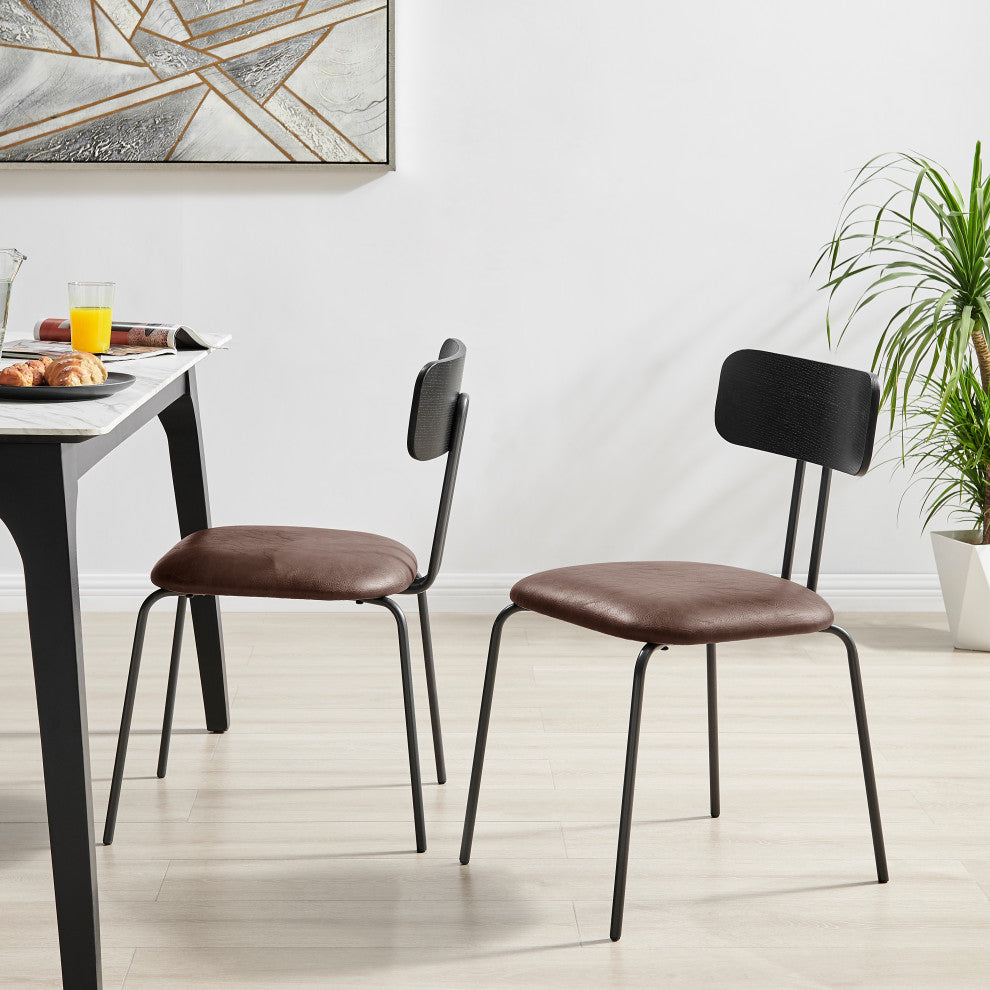 Judith PU Dining Side Chair,, Set of 4, Toasted Dark Brown