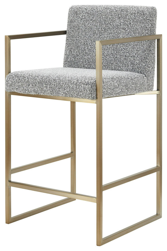 Modrest Suzanne Modern Grey Fabric + Antique Brass Counter Chair