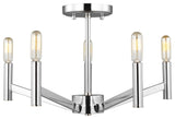 Vector Five Light Semi-Flush Mount, Chrome