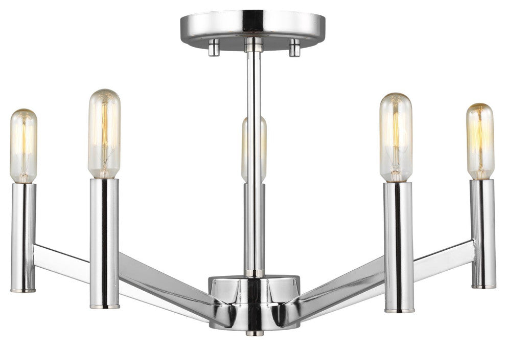 Vector Five Light Semi-Flush Mount, Chrome
