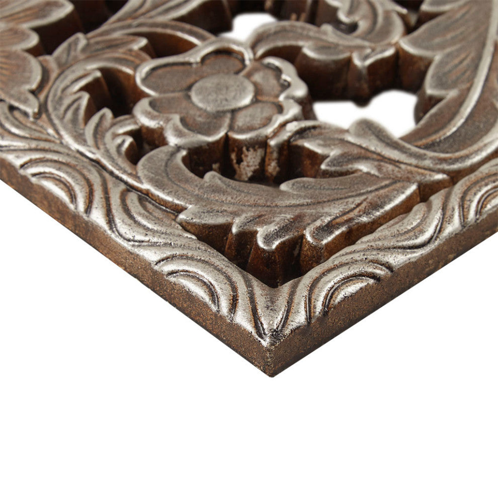 Madison Park Antique Carved Wooden Boho 2-Piece Wall Art Decor, Bronze, Bronze