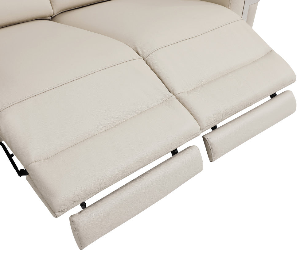 Prato Genuine Italian Leather Modern Sofa and Loveseat, Beige
