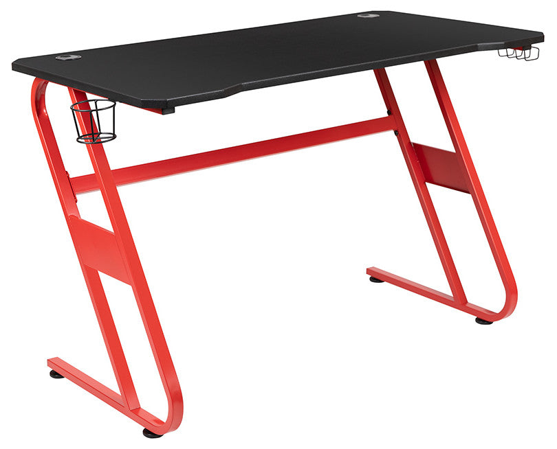 Gaming Desk and Orange/Black Racing Chair Set