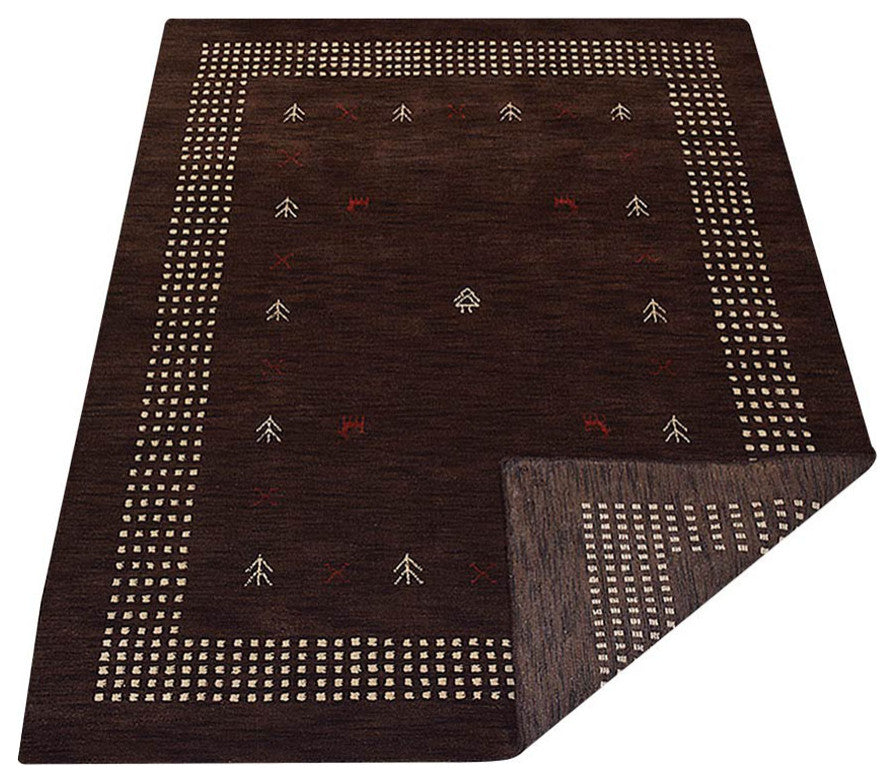 HAND KNOTTED LOOM WOOL ECO-FRIENDLY AREA RUGS - Rectangle, Brown, Contemporary