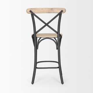 Etienne Light Brown Wood With Iron Metal Counter Stool