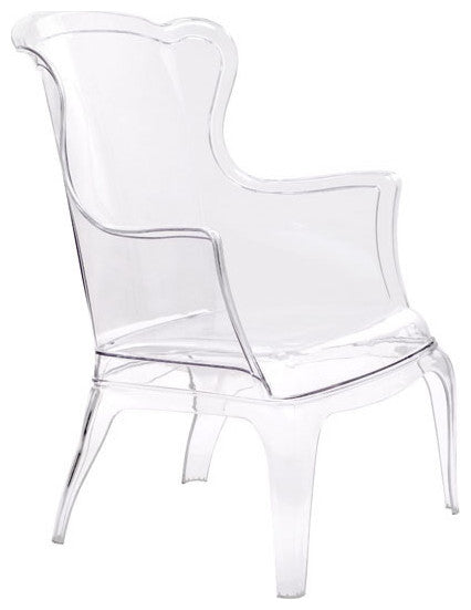 HomeRoots 28.3" X 30.5" X 38" Transparent Polycarbonate Chair