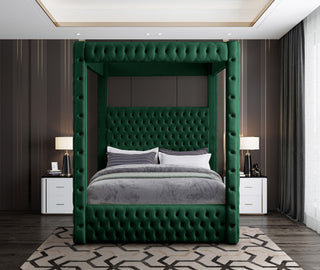 Royal Velvet Upholstered Bed, Green, King