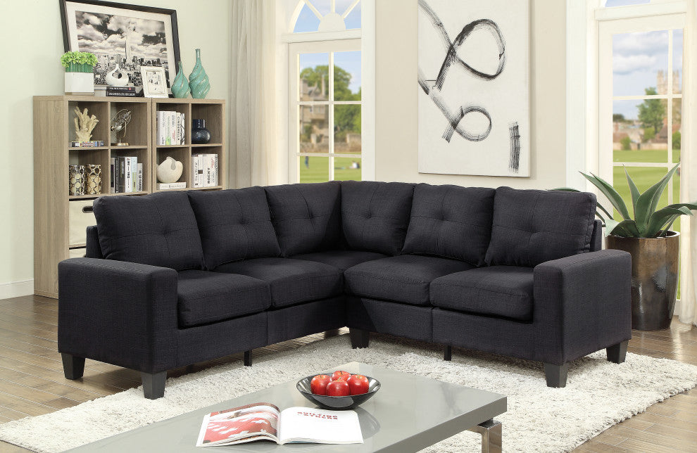 Kidd Sectional, Black Twill Fabric