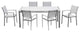 Benzara Fifi 7 Piece Dining Table Set, White Metal Frames, Smooth Fabric