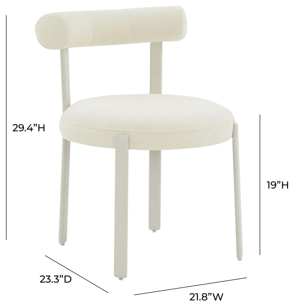 Margaret Cream Textured Chenille Bolster Back Dining Chair