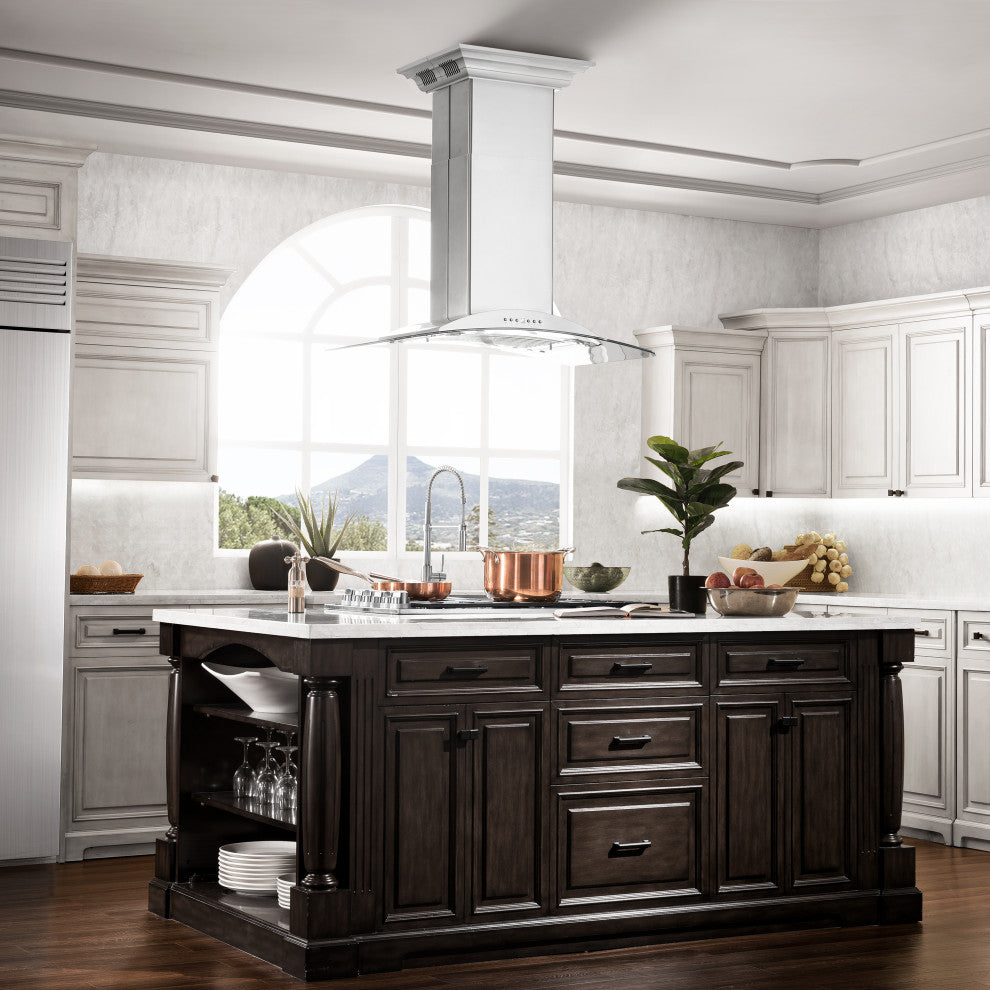 30" ZLINE CrownSound Ducted Island Range Hood, GL9iCRN-BT-30
