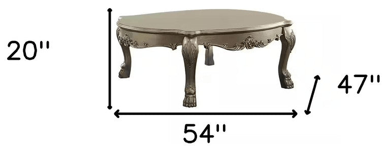54" Gold And Bone Solid And Manufactured Wood Coffee Table