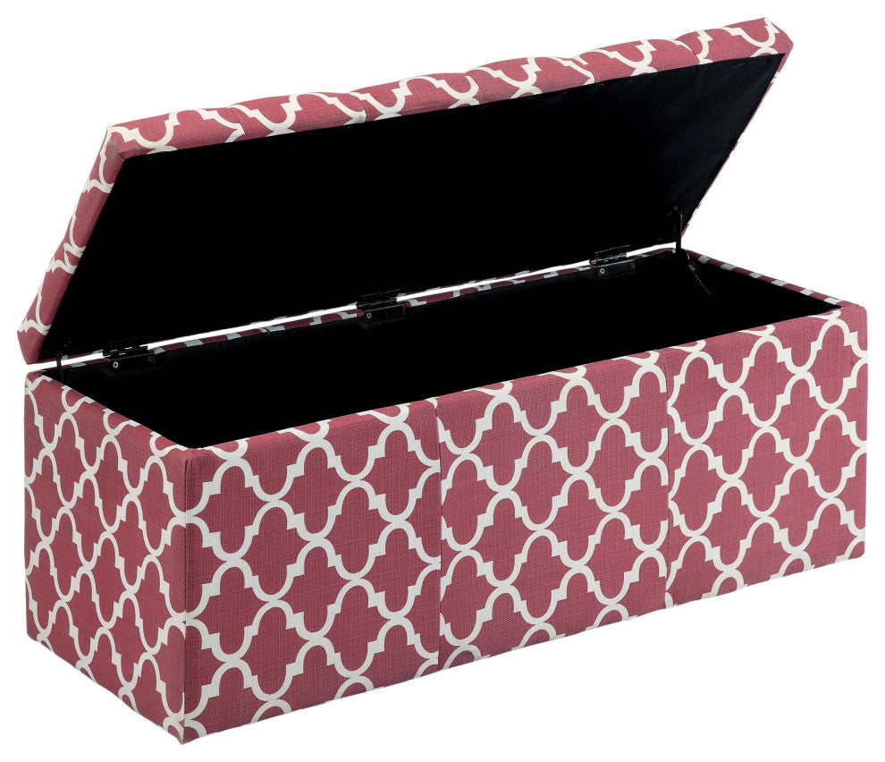 Furniture of America Haas Contemporary Fabric Storage Ottoman in Red