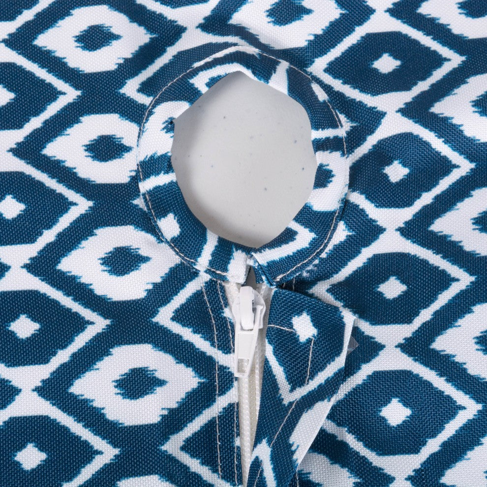 DII Blue Ikat Outdoor Tablecloth With Zipper 52 Round