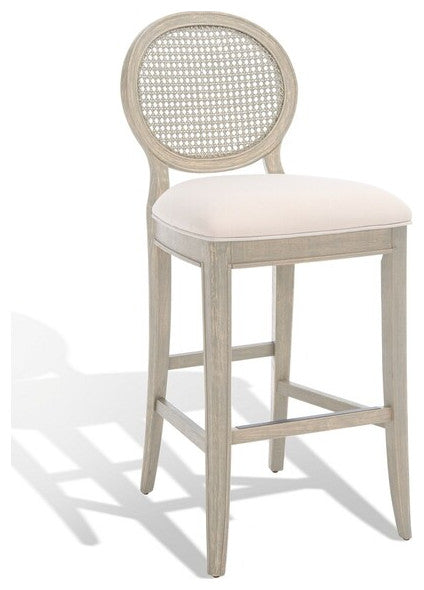 Safavieh Couture Karlee Rattan Back Barstool Beige / Rustic Grey