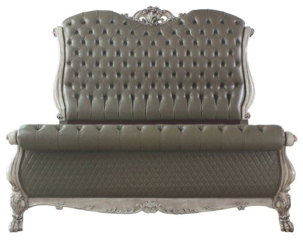 Jazlyn Ornamental Baroque Standard Bed, Vintage Bone White, Queen