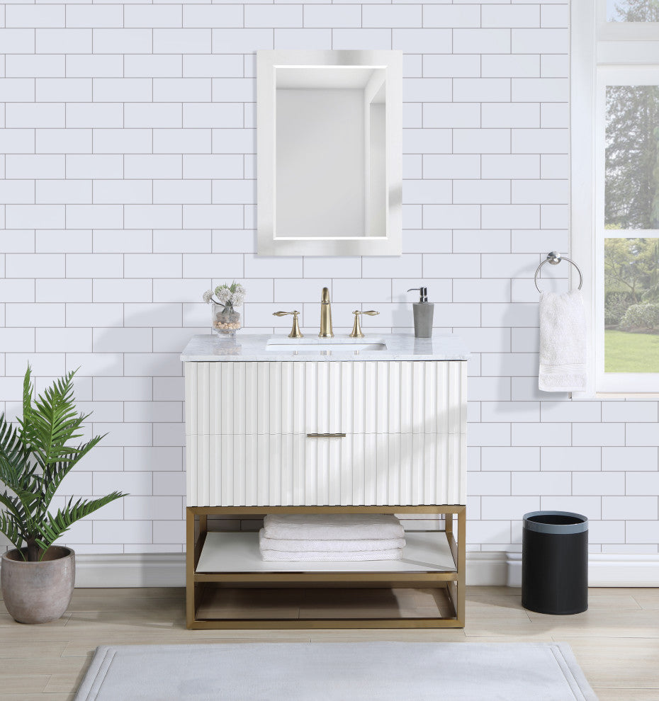 Monad Bathroom Vanity, White, 36" Wide