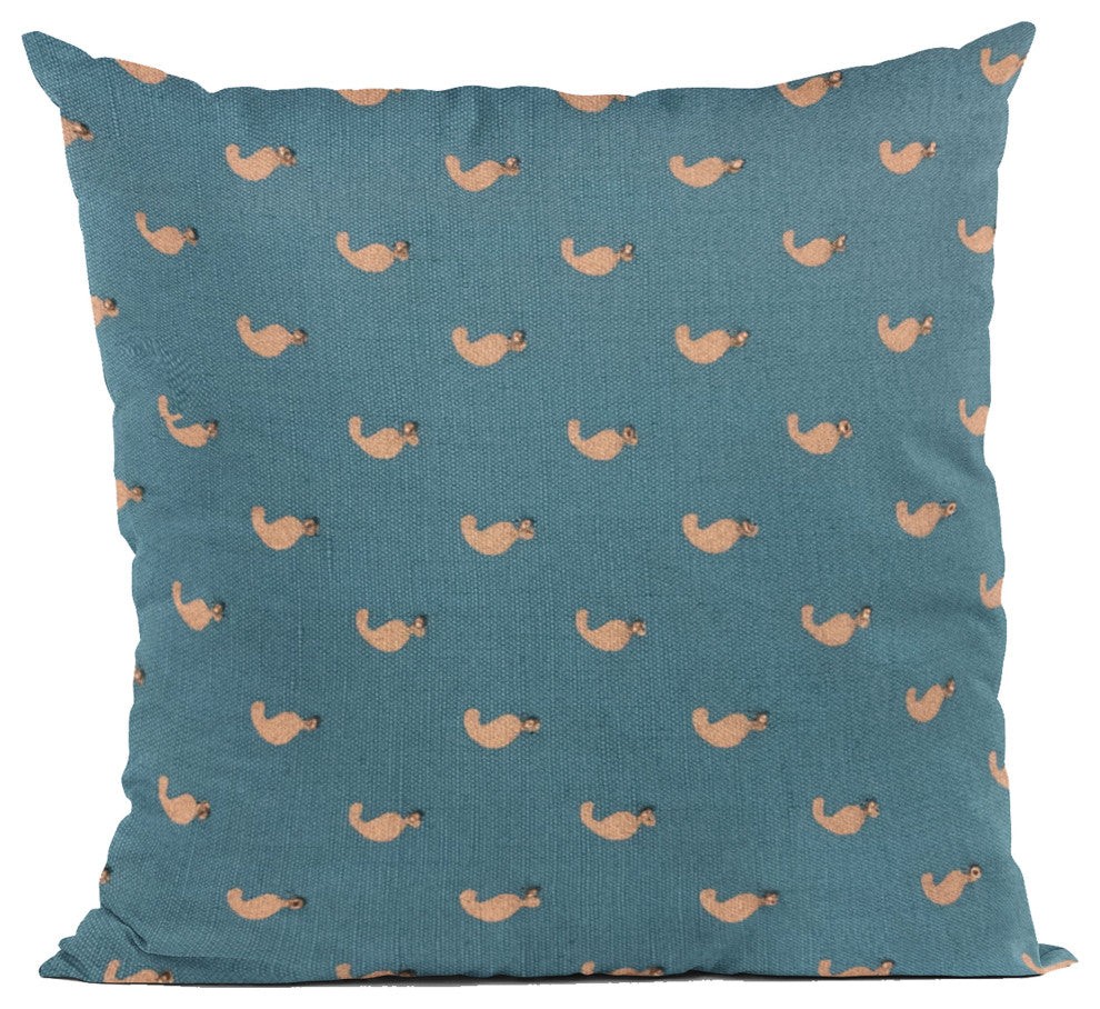 Plutus Blue Beaded Motif Luxury Throw Pillow, 16"x16"