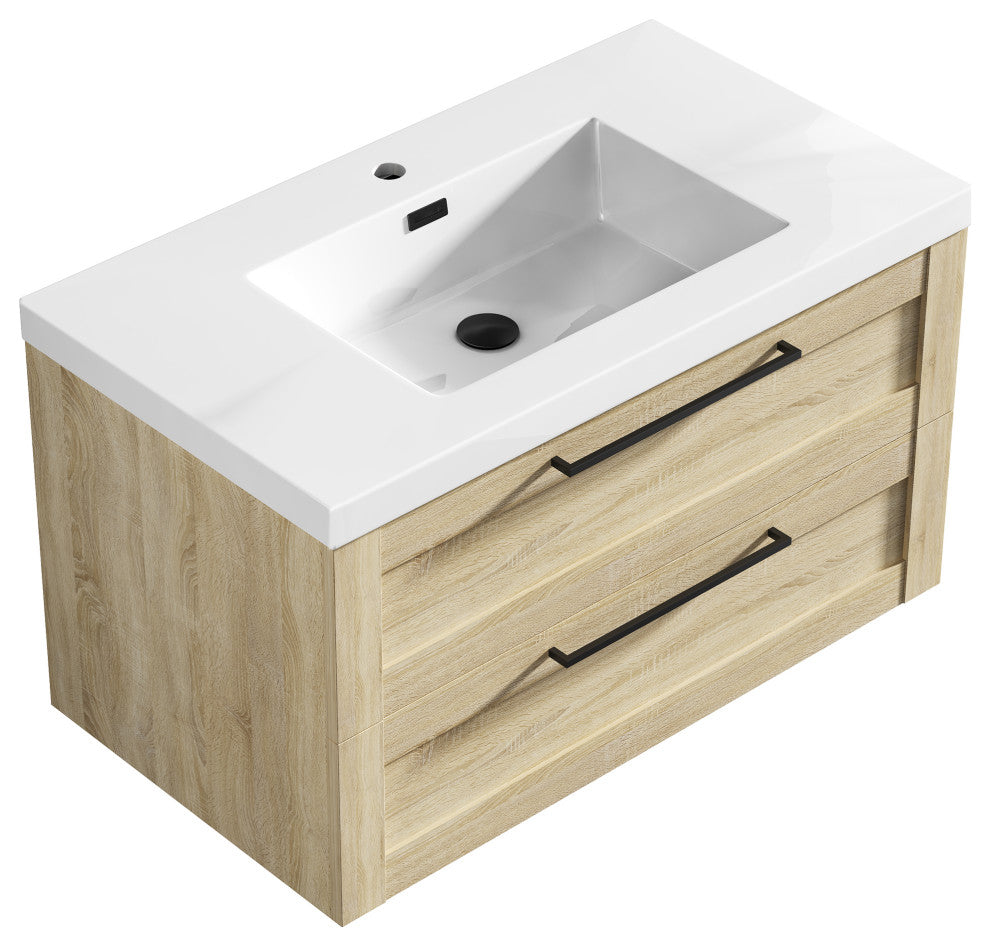 The Cosmo Wall Mounted Modern Bathroom Vanity, Ace, 36"