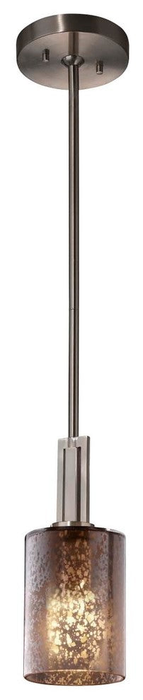 Fusion Era 1-Light Mini-Pendant, Mercury Glass Shade, Nickel, LED