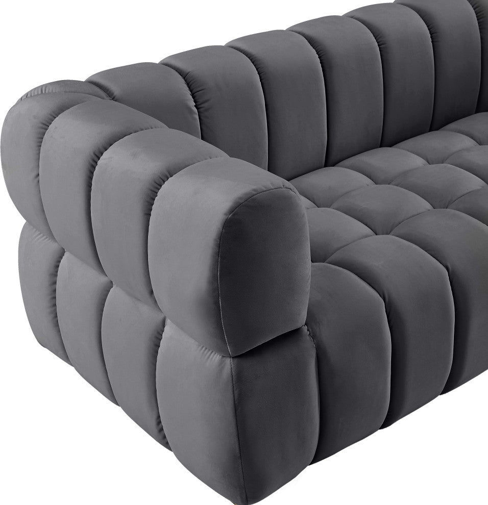 Gwen Velvet Upholstered Chair, Gray, Sofa