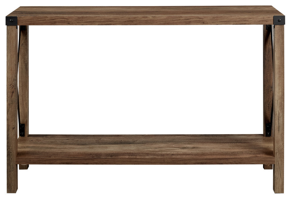 46" Urban Industrial Metal "X" Entry Table, Rustic Oak