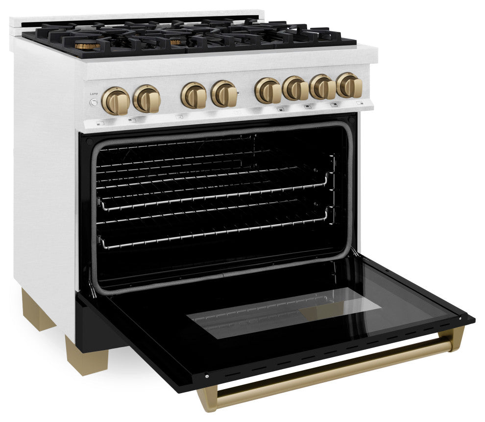 ZLINE Dual Fuel Range, Fingerprint Resistant DuraSnow, RASZ-BLM-36-CB