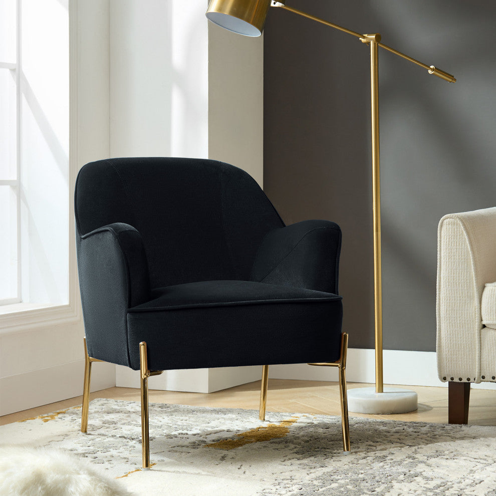 Nora Fabric Accent Chair, Black